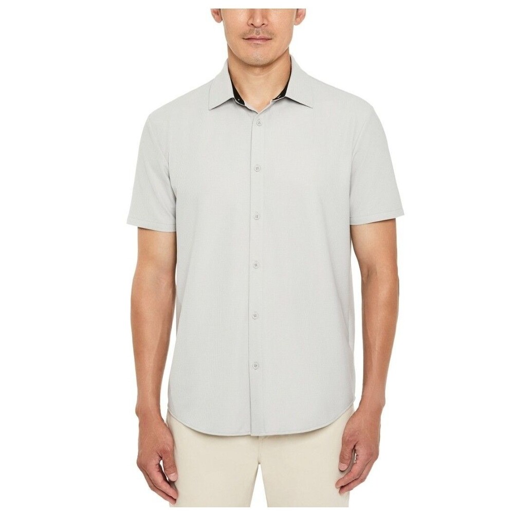 NWT Kenneth Cole Men's XXL Stretch Button-Up Shirt Gray Moisture-Wicking NEW